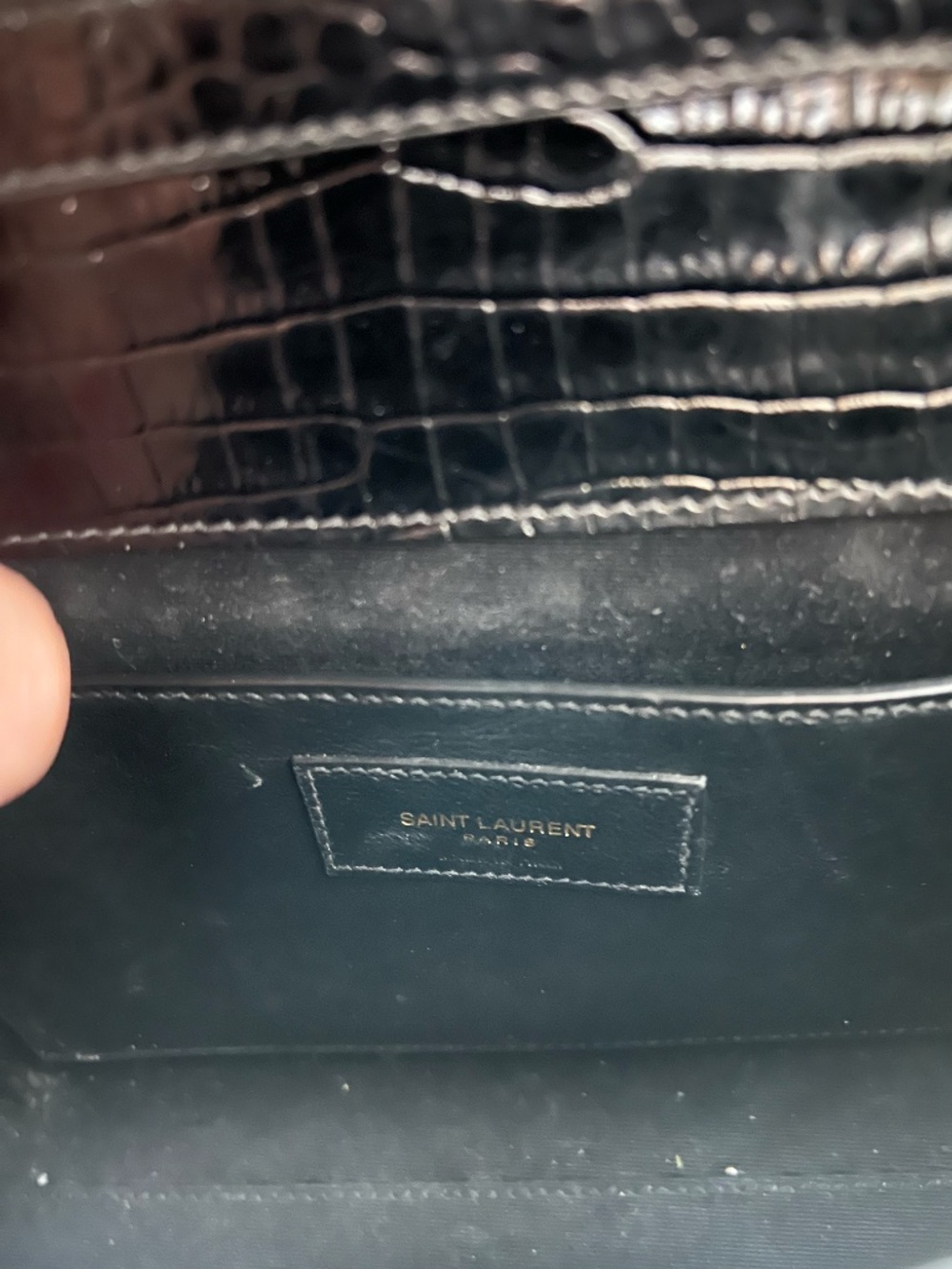 YSL Small Manhattan in Black Croc-Embossed Leather - Picture 14 of 16